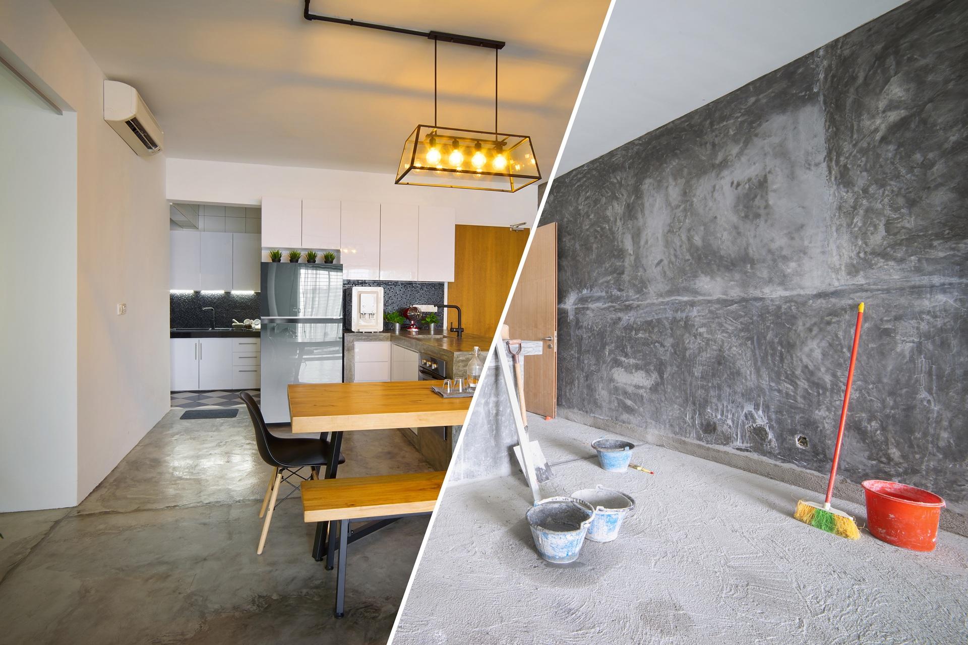 Vorher-Nachher Bild einer renovierten Wohnung | Dachbegrünung extensiv